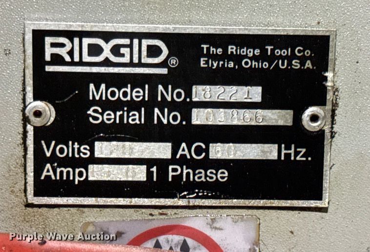 image for item EN0600 Ridgid 1822I pipe threader