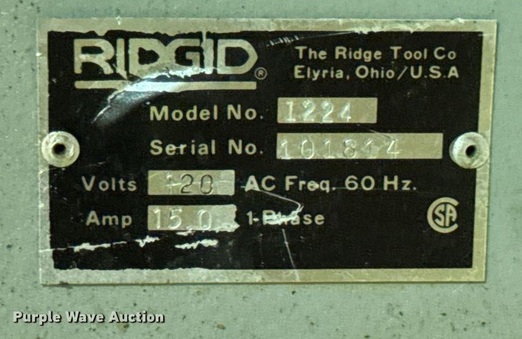 image for item EN0602 Ridgid 1224 pipe threader