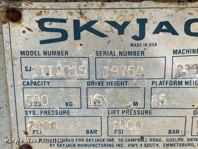 image for item EN0634 1999 SkyJack SJIII-3015 scissor lift