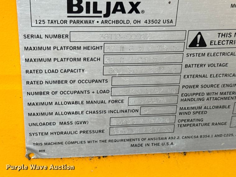 image for item EN0643 2019 Biljax 3632T boom lift