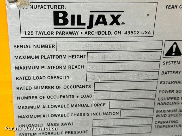 image for item EN0643 2019 Biljax 3632T boom lift
