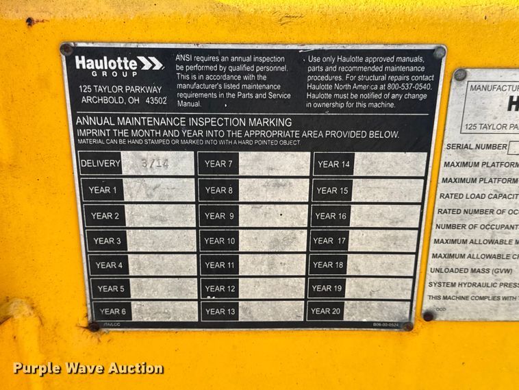 image for item EN0644 2014 Haulotte 3632T boom lift