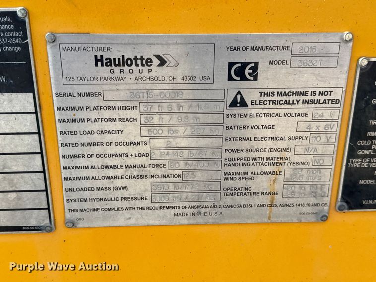 image for item EN0648 2015 Haulotte 3632T boom lift