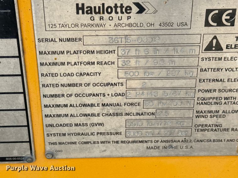 image for item EN0648 2015 Haulotte 3632T boom lift