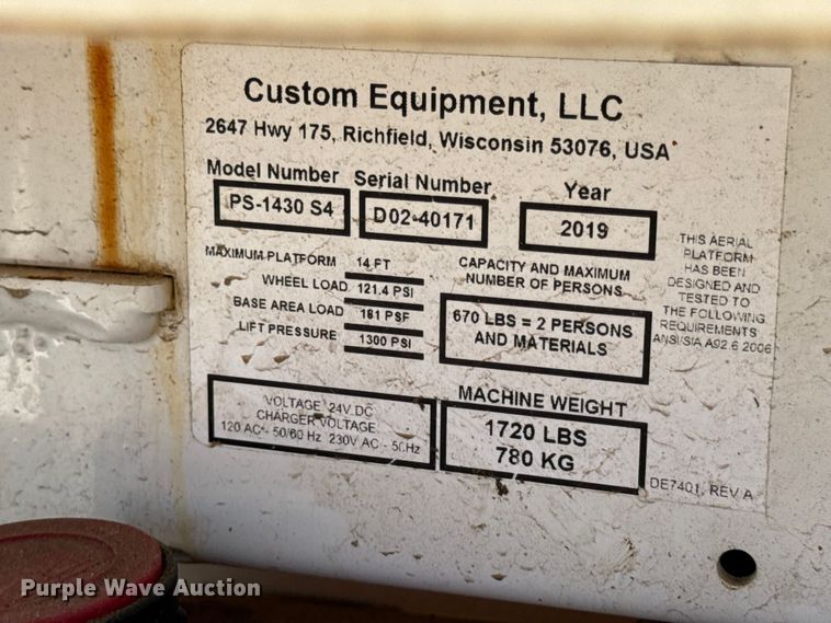 image for item EN0649 2019 Hy-Brid PS-1430S4 scissor lift