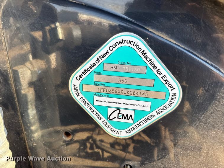 image for item EN0653 2019 John Deere 35G mini excavator