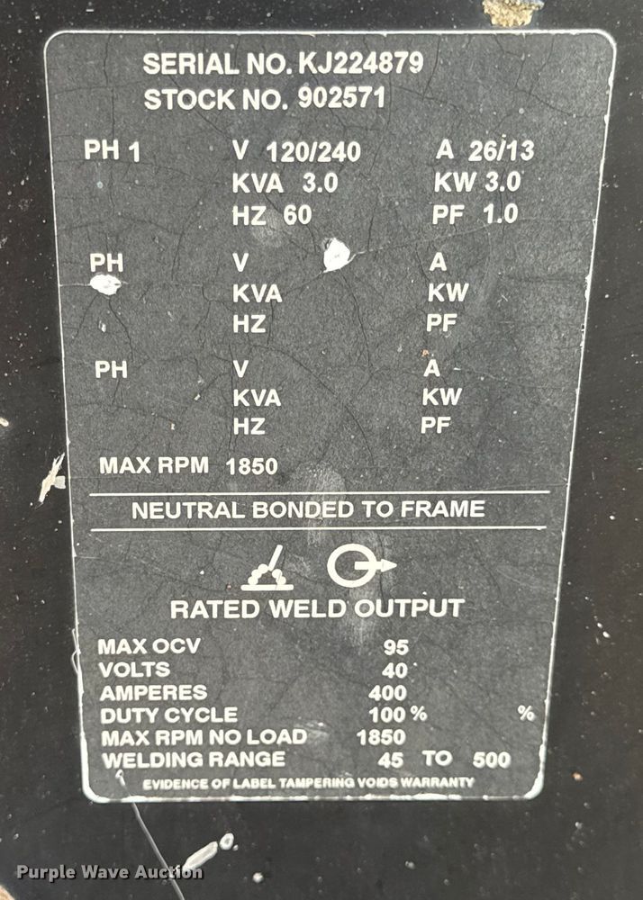 image for item EN0678 Miller Big Blue 400D welder/generator