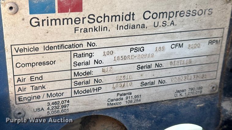 image for item EN0683 Grimmer Schmidt 185DR air compressor