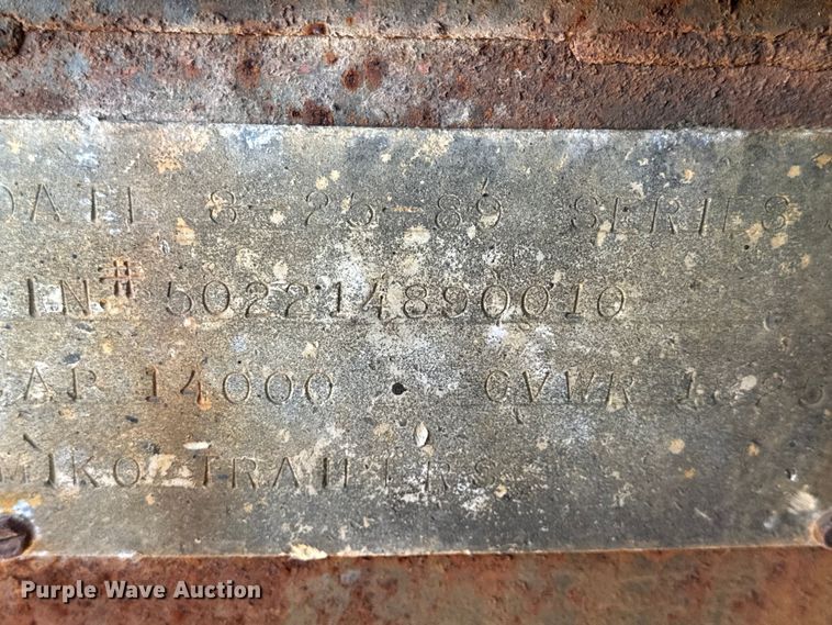 image for item EN0684 1989 Miko Trailers Series 50 equipment trailer