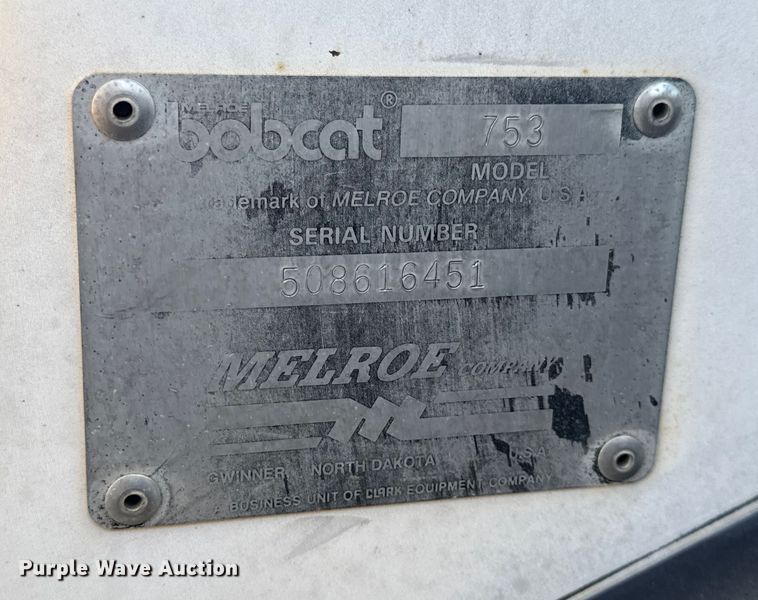 image for item EN0697 1993 Bobcat 753 skid steer loader