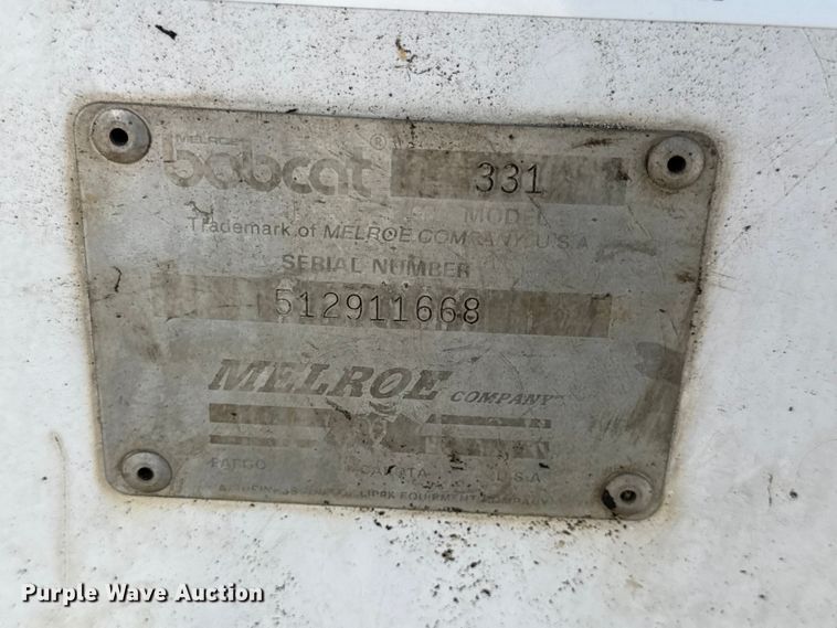 image for item EN0698 1995 Bobcat 331 mini excavator