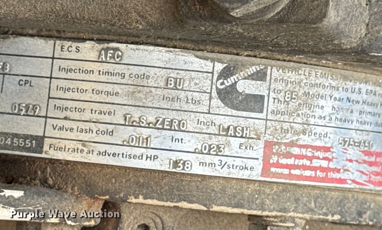 image for item EN0706 1986 Ford L9000 crane truck