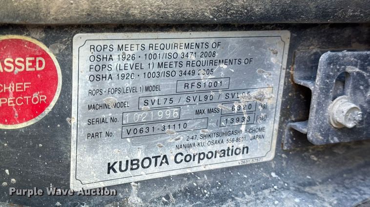 image for item EN0710 Kubota SVL95-2S tracked skid steer loader