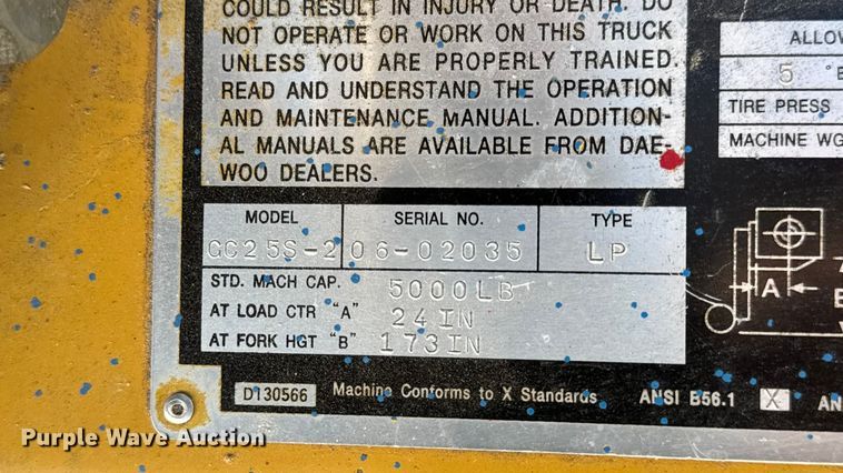 image for item EN0712 Daewoo GC25S-2 forklift