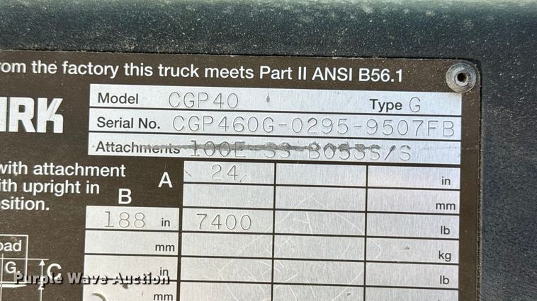 image for item EN0713 Clark CGP40 forklift