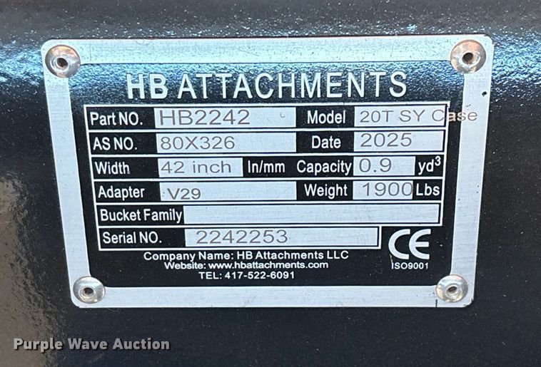 image for item EN5761 HB Attachments 20T SY Case excavator bucket