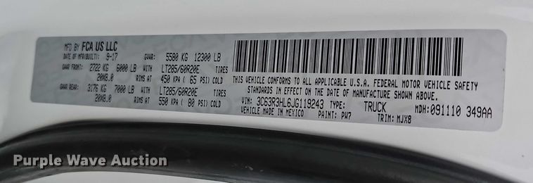 image for item EO4745 2018 RAM 3500 Crew Cab flatbed pickup truck