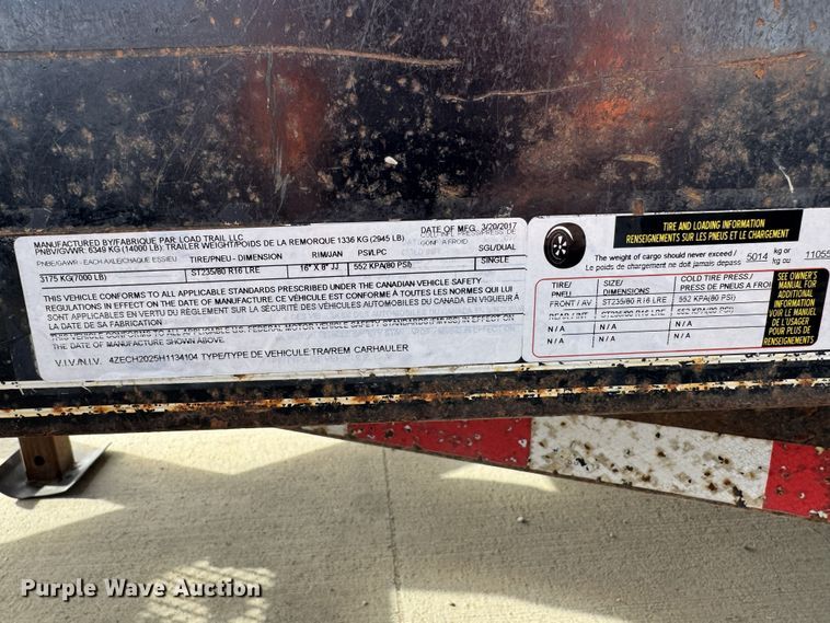 image for item EO4750 2017 Load Trail equipment trailer