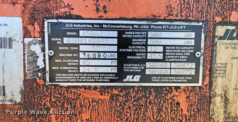 image for item EO4781 2011 JLG 450AJ series II boom lift