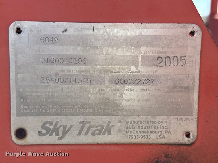 image for item EP0895 2005 Skytrak 6042 telehandler
