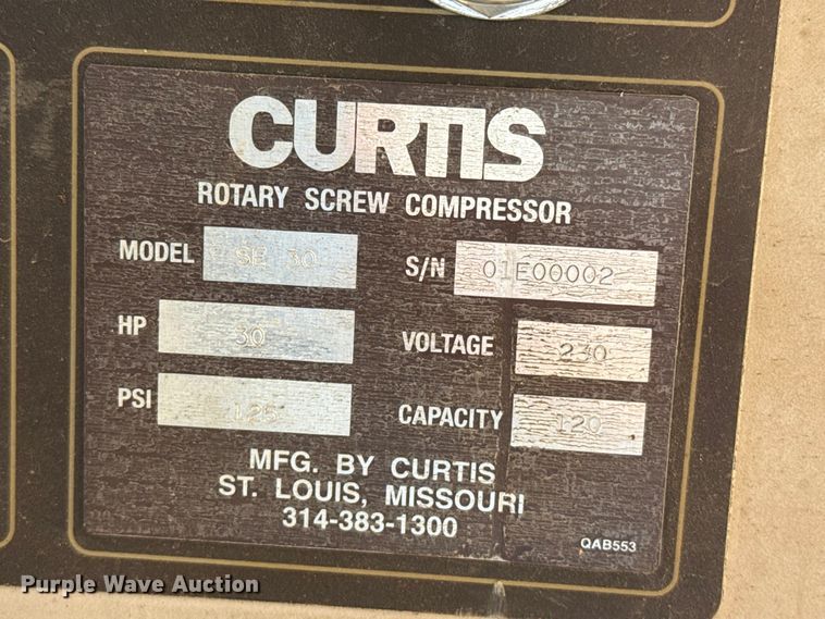 image for item EP0898 Curtis SE30 rotary screw air compressor