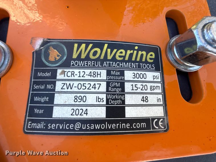 image for item EP0954 2024 Wolverine TCR-12-48H skid steer trencher