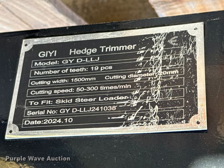 image for item EP0956 2024 GIYI GYD-LLJ skid steer hedge trimmer