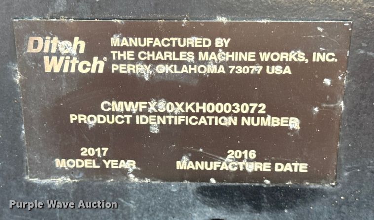 image for item ER0221 2017 Ditch Witch FX30 vacuum excavator