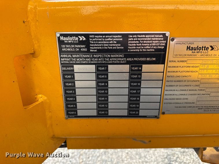 image for item ER0229 2023 Haulotte 4527A boom lift