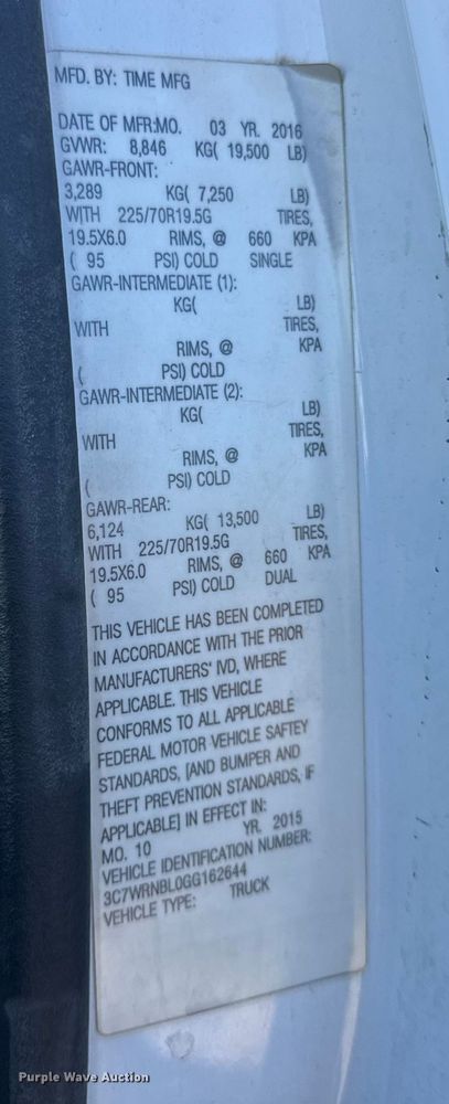 image for item ER0234 2016 RAM 5500 bucket truck