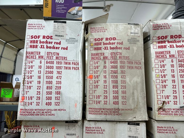 image for item ES1008 (12) boxes of backer rod