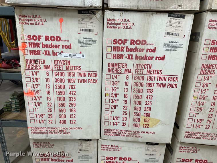 image for item ES1008 (12) boxes of backer rod