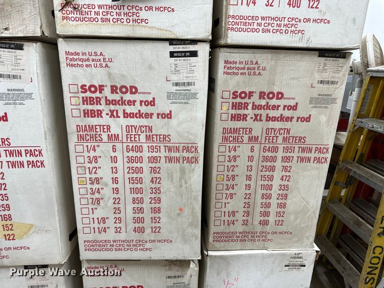 image for item ES1008 (12) boxes of backer rod