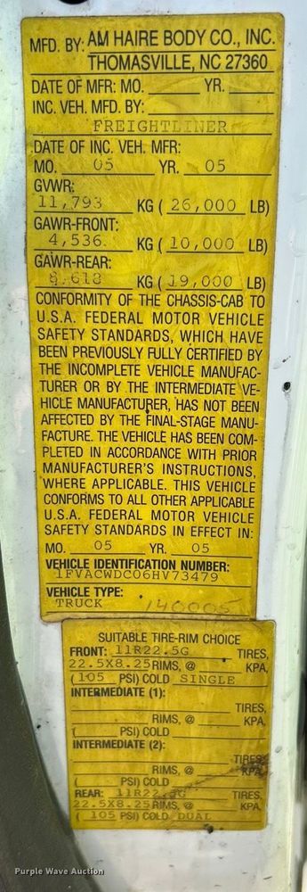 image for item ET3099 2006 Freightliner Business Class M2 dump truck