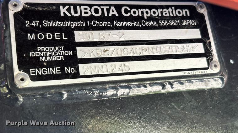 image for item ET6503 2022 Kubota SVL97-2 tracked skid steer loader