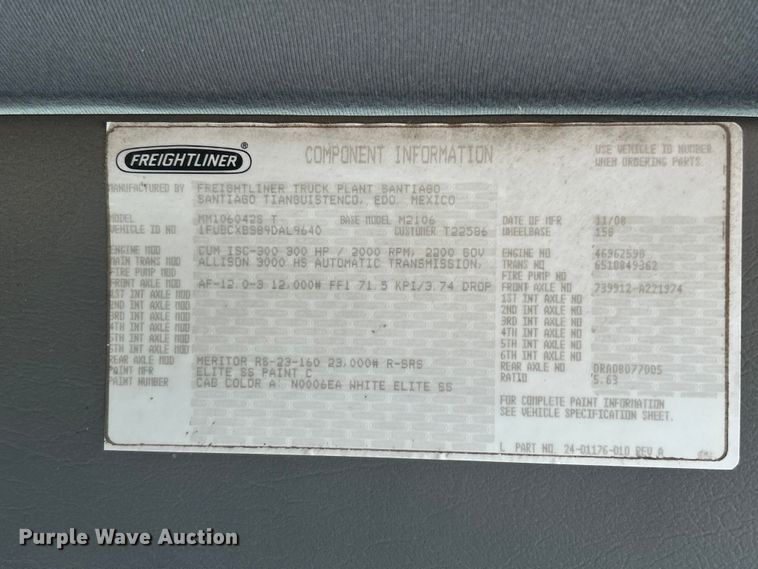 image for item ET6511 2009 Freightliner Business Class M2 Chipper truck