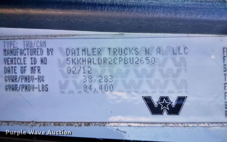 image for item ET6518 2012 Western Star 4900SB grapple crane truck