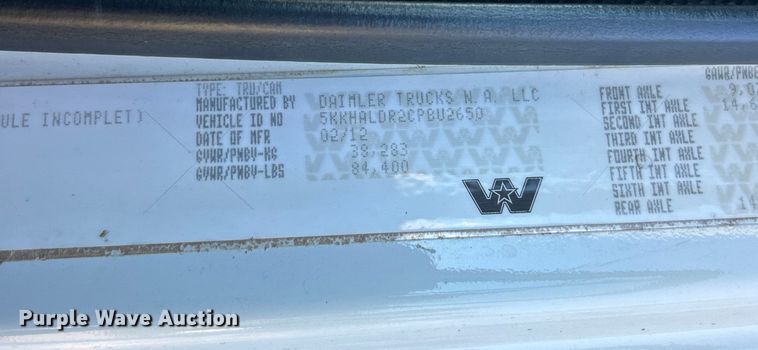 image for item ET6518 2012 Western Star 4900SB grapple crane truck