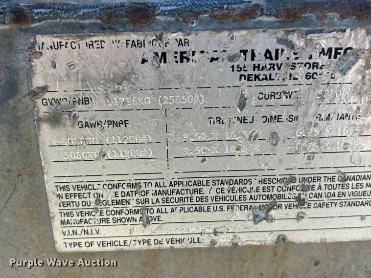 image for item ET6519 2004 American Trailer tilt deck container trailer