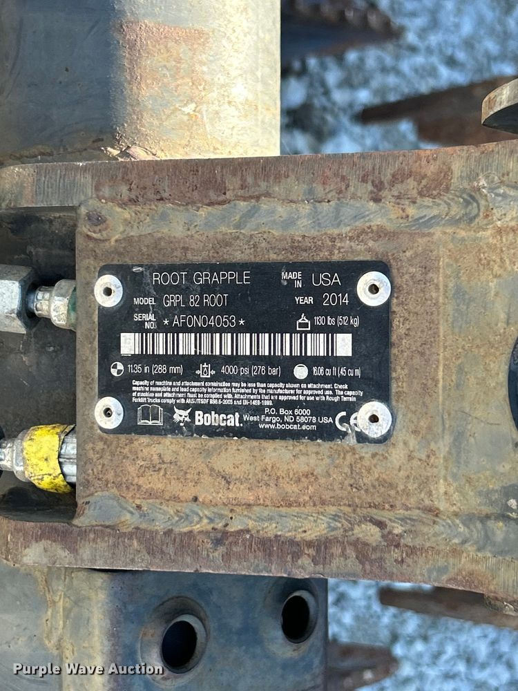 image for item ET6538 2014 Bobcat GRPL 82 ROOT skid steer grapple bucket