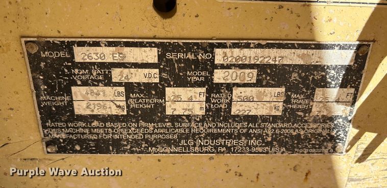 image for item ET7283 2009 JLG 2630ES scissor lift