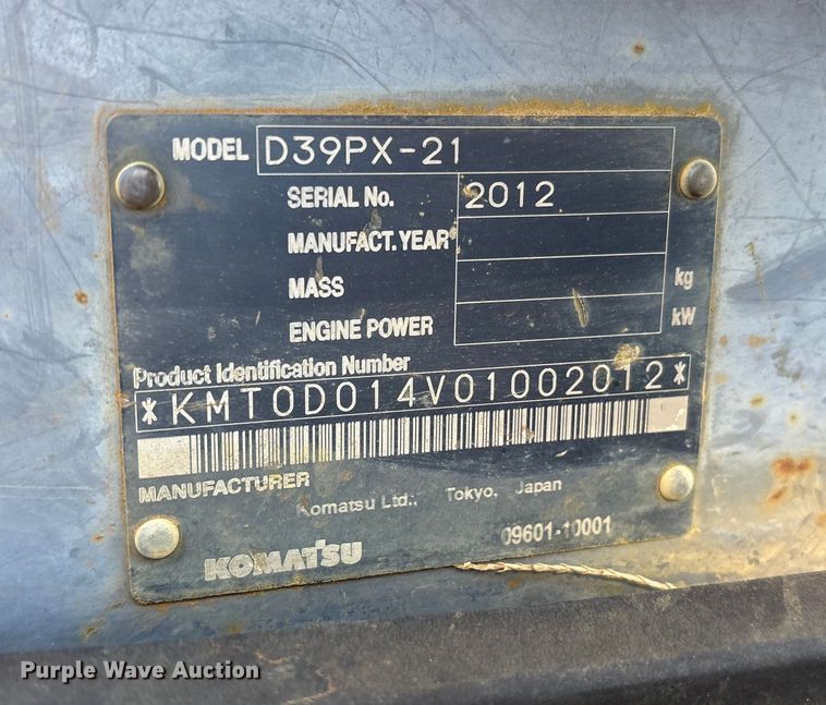 image for item ET7287 2006 Komatsu D39PX-21 dozer