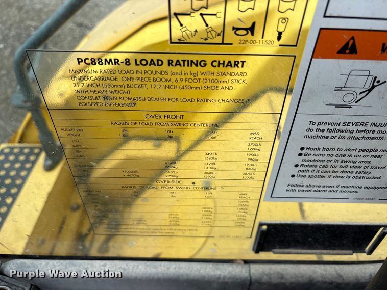 image for item ET7322 2012 Komatsu PC88MR-8 mini excavator