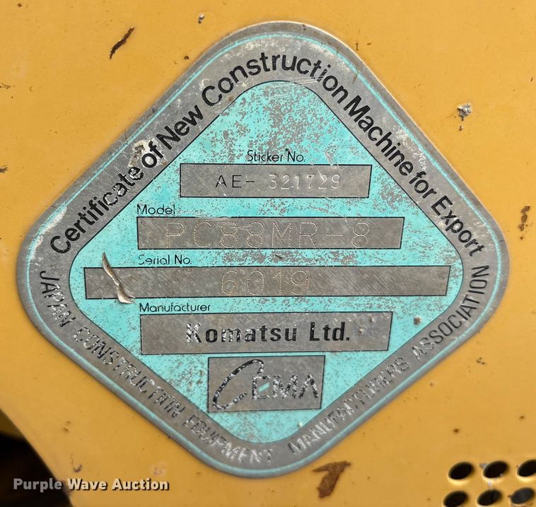 image for item ET7322 2012 Komatsu PC88MR-8 mini excavator