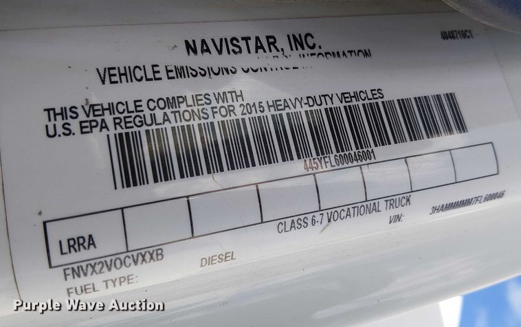 image for item EU2515 2015 International MA025 water truck