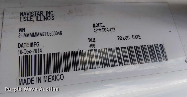 image for item EU2515 2015 International MA025 water truck