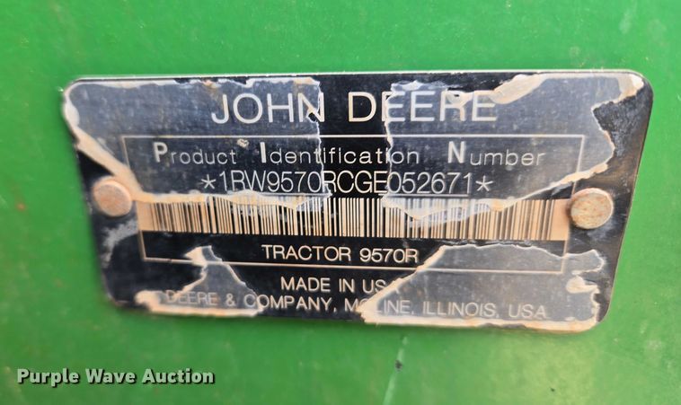 image for item EU3929 2016 John Deere 9570R Scraper Special 4WD tractor