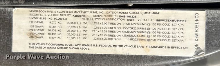 image for item EU5177 2015 Kenworth W900 ready mix truck