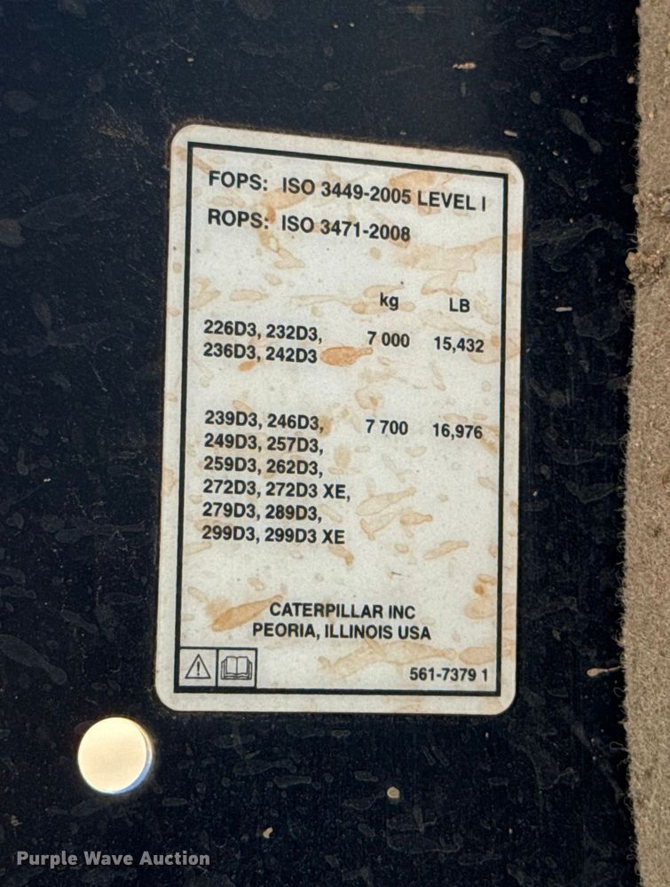 image for item EU5288 2020 Caterpillar 259D3 tracked skid steer loader