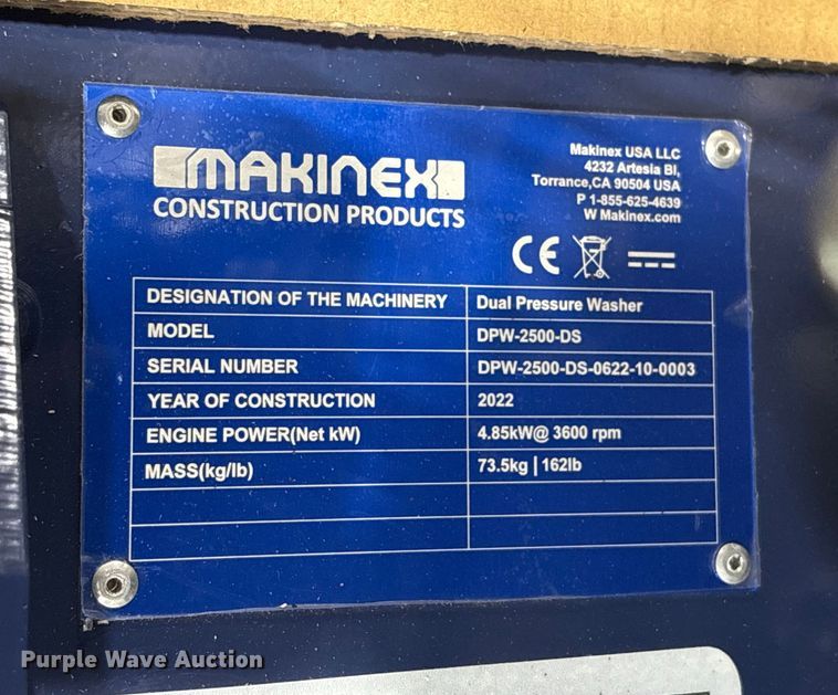 image for item EU7068 2022 Makinex DPW-2500-DS pressure washer